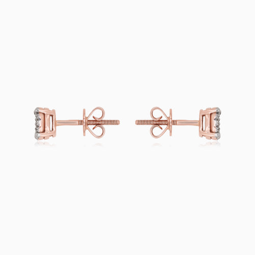 Rose Gold Diamond Halo Stud Earrings