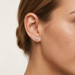 Rose Gold Diamond Halo Stud Earrings