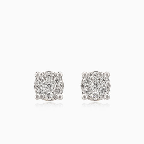 White gold radiant diamond stud earrings