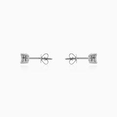 White gold radiant diamond stud earrings