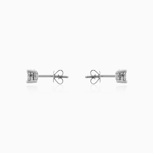 White gold radiant diamond stud earrings