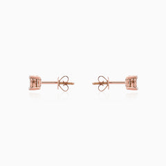 Rose gold radiant diamond stud earrings