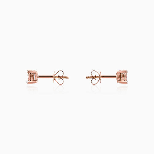 Rose gold radiant diamond stud earrings