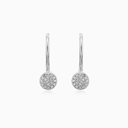 White gold pave diamond drop earrings