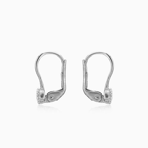 White gold pave diamond drop earrings