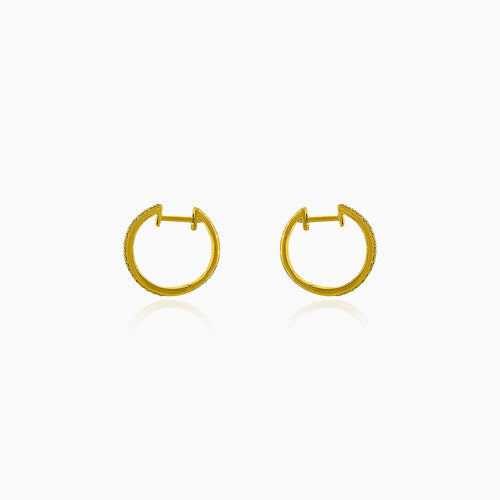Yellow gold diamond hoop earrings