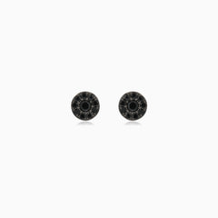 Rose Gold Black Diamond Halo Stud Earrings