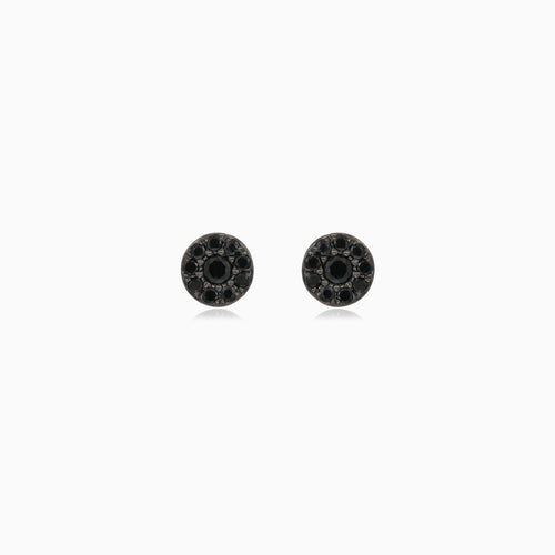 Rose Gold Black Diamond Halo Stud Earrings