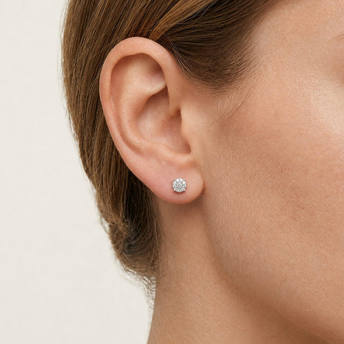 Rose Gold Diamond Cluster Stud Earrings