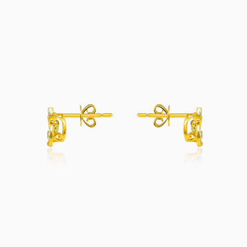 Yellow gold floral diamond stud earrings