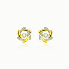 Yellow gold floral diamond stud earrings