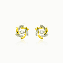 Yellow gold floral diamond stud earrings