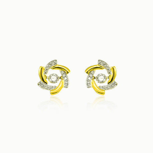 Yellow gold floral diamond stud earrings
