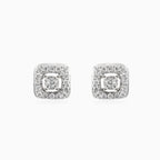 White gold stud earrings with round diamond