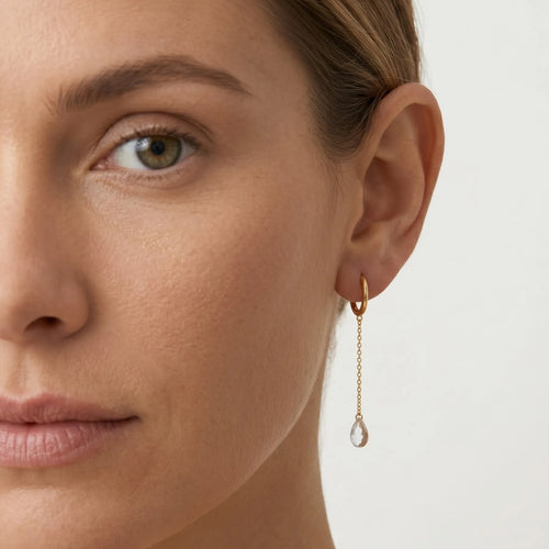 Náušnice z žlutého zlata s kapkovým diamantem