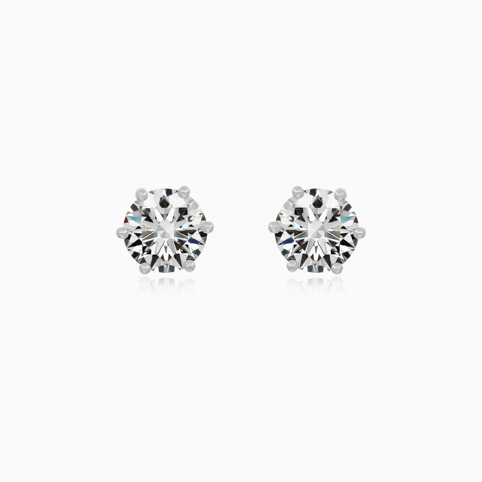 White Gold Round Diamond Stud Earrings