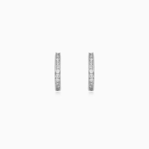 White Gold Diamond Huggie Hoop Earrings