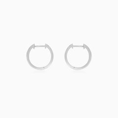 White Gold Diamond Huggie Hoop Earrings