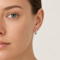 White Gold Diamond Huggie Hoop Earrings