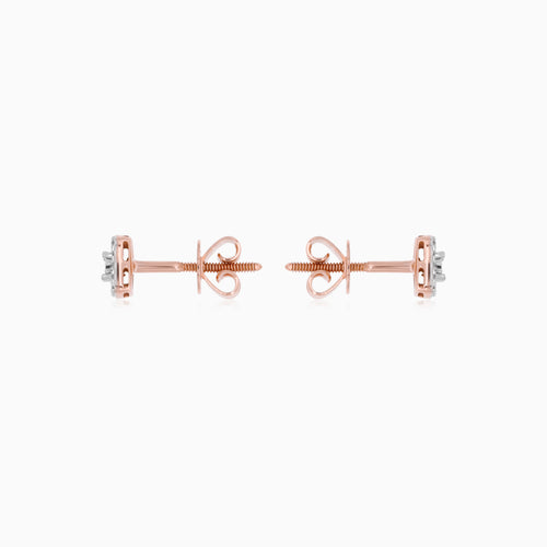 Rose and White Gold Stud Earrings