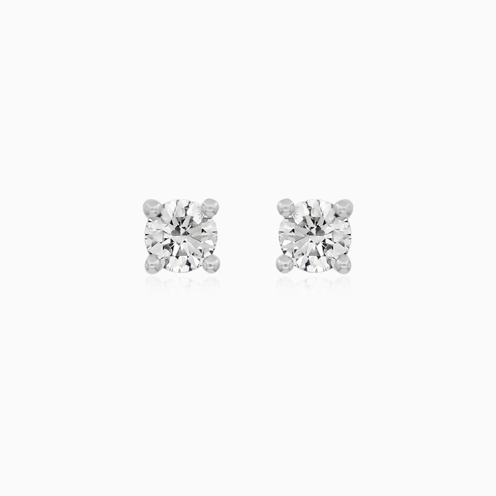 Solitaire Diamond Stud Earrings in White Gold