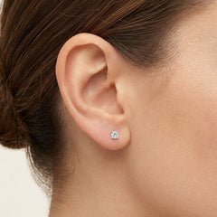 Solitaire Diamond Stud Earrings in White Gold