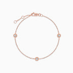 Rose gold bracelet with three diamonds