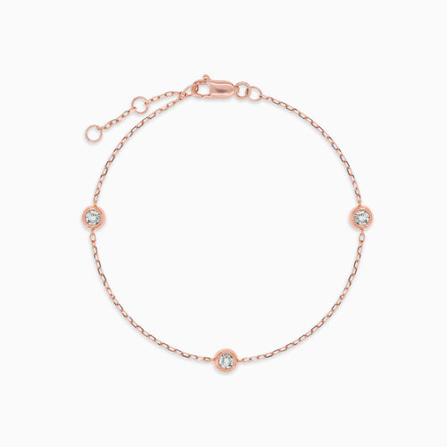 Rose gold bracelet with three diamonds