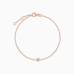 Rose gold bracelet with a bezel-set diamond