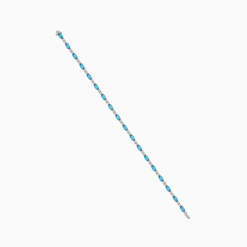 White gold bracelet with blue topaz and diamonds