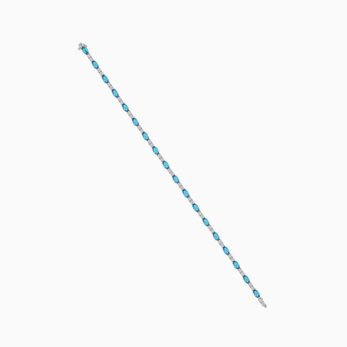 White gold bracelet with blue topaz and diamonds
