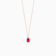 Delicate rose gold necklace with diamond and ruby