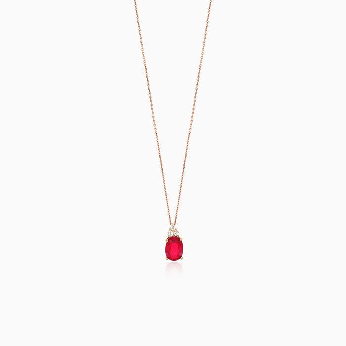 Zarte Halskette aus Roségold mit Diamant und Rubin