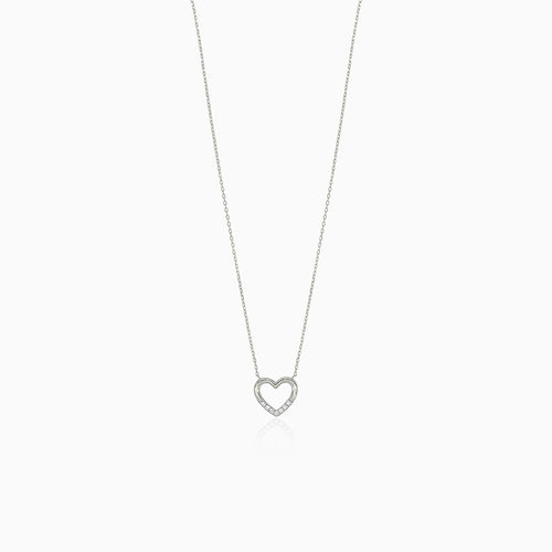 White gold diamond heart necklace