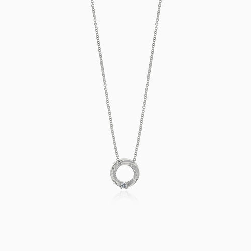 White gold diamond solitaire necklace