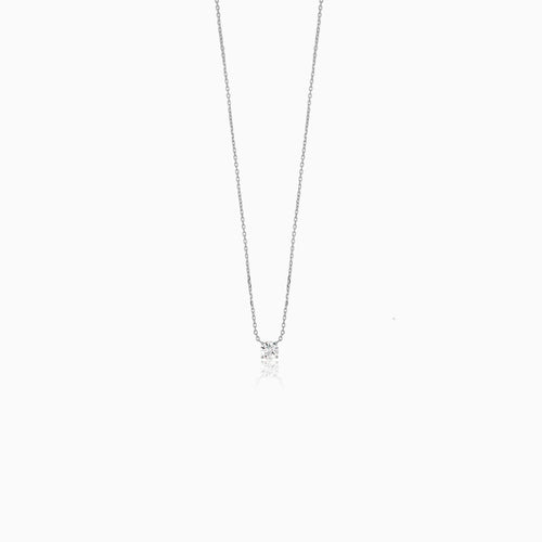Náhrdelník Z Bílého Zlata Se Solitérním Diamantem