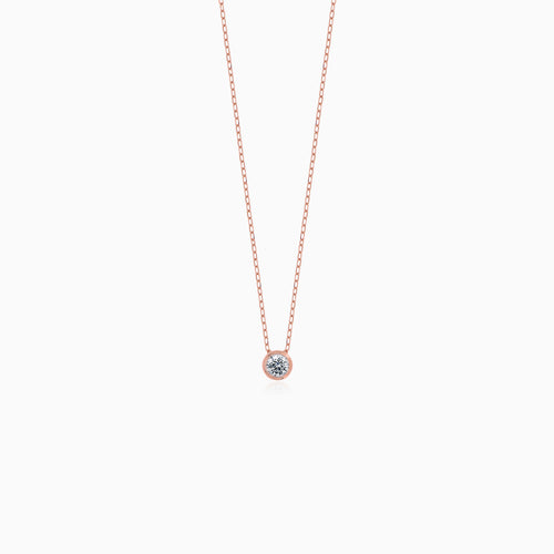 Rose Gold Bezel Diamond Necklace