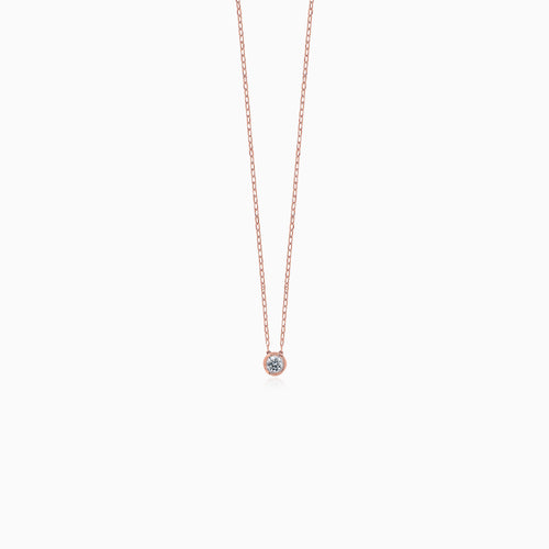Rose Gold Diamond Solitaire Necklace
