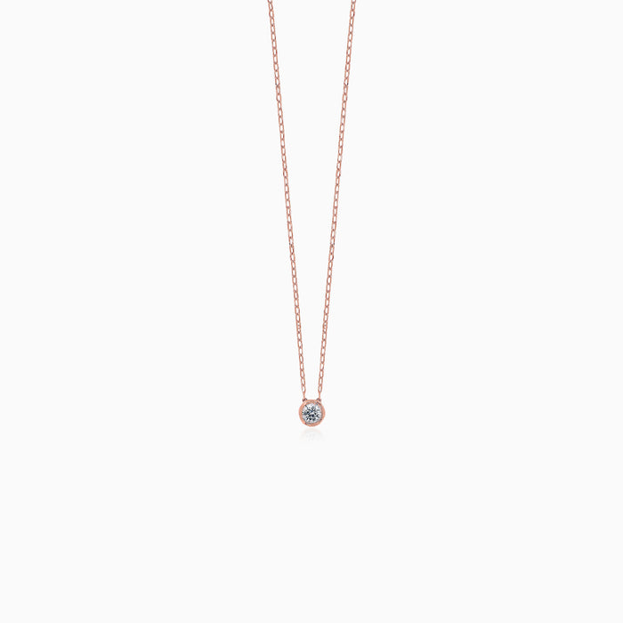 Rose Gold Diamond Solitaire Necklace