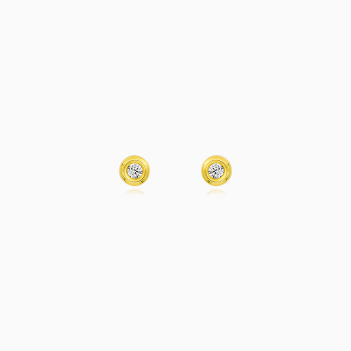 Bezel set gold stud earrings