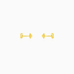 Bezel set gold stud earrings