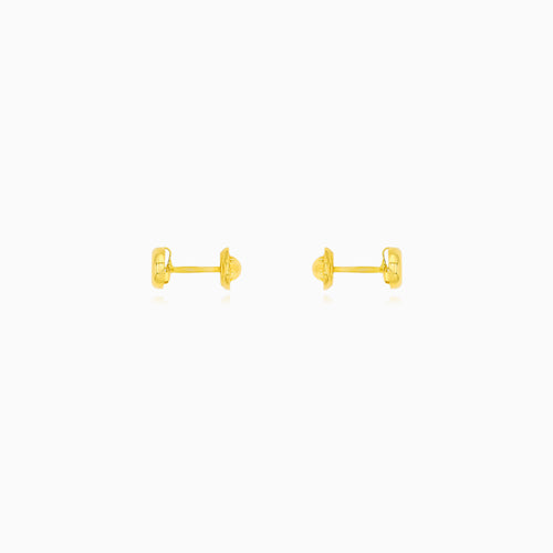 Bezel set gold stud earrings