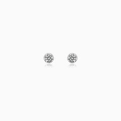 Refined White Gold Zirconia Stud Earrings