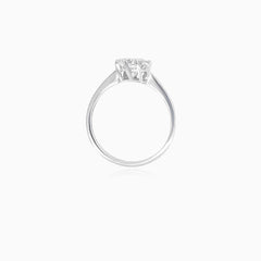 White gold tapered ring with round cubic zirconia