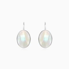 White gold mother pearl earrings