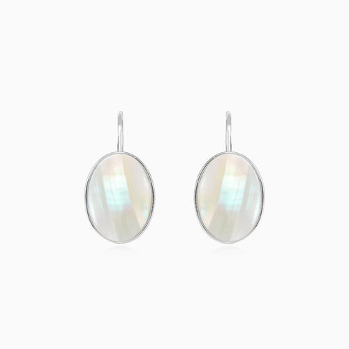 White gold mother pearl earrings