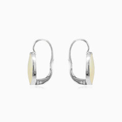 White gold mother pearl earrings