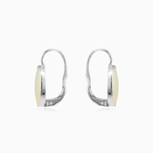 White gold mother pearl earrings