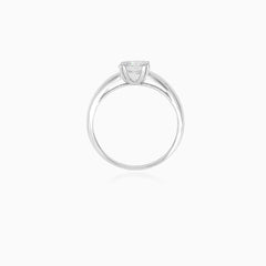 Unique white gold ring with cubic zircon