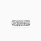 White gold ring with two cubic zirconia rows